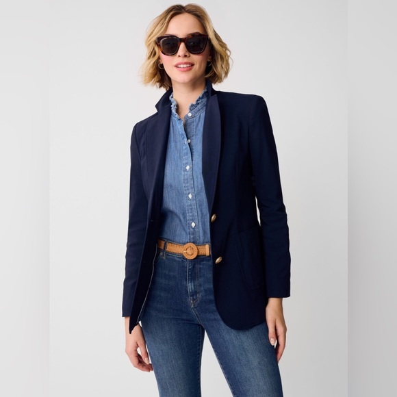 J. McLaughlin Benji Single-Breasted Amelia Cloth Blazer in Winter Navy $398 Sz 4 - Picture 10 of 14